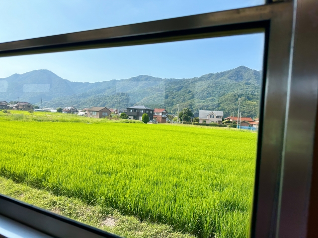 電車の窓からの景色