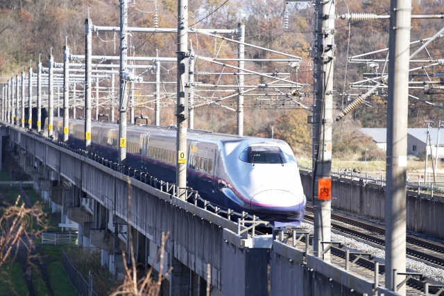 田舎を走行する東北新幹線　E2系やまびこ