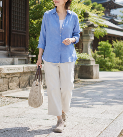 夏の60代京都旅行コーデ
